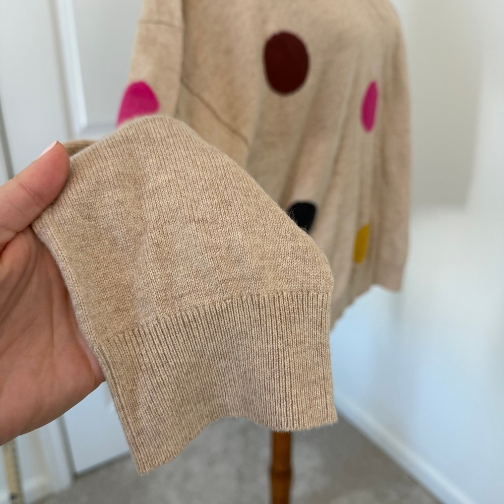 Boden Natasha Novelty Jumper Sweater Size XL Beige Polka Dot Cashmere Blend - Picture 5 of 12